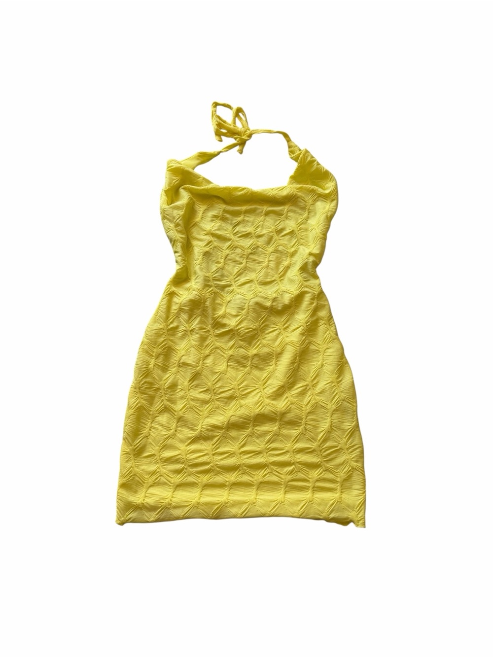 Forever 21 Bright Yellow Textured Halter Mini Dress